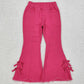 Baby Girls Denim Pane Pink Bows Denim Flare Pants Jeans Bell Bottoms P0731