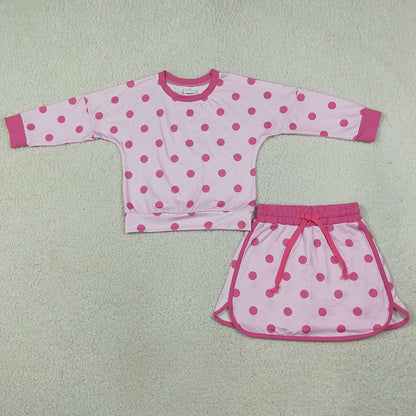Baby Girls Clothes Pink Polka Dots Long Sleeve Top Skirts Shorts Clothes Sets GLD1765