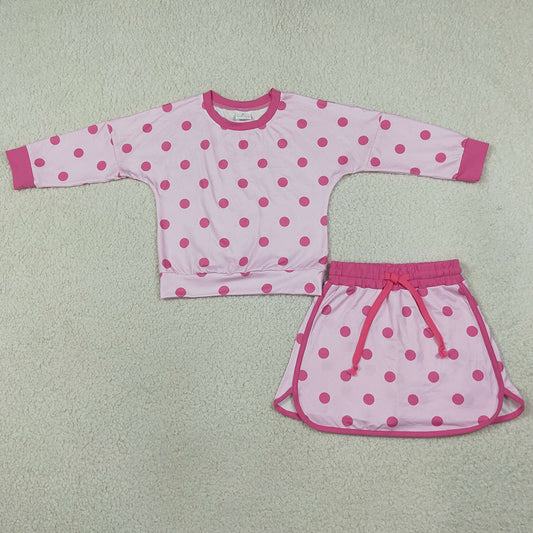 Baby Girls Clothes Pink Polka Dots Long Sleeve Top Skirts Shorts Clothes Sets GLD1765