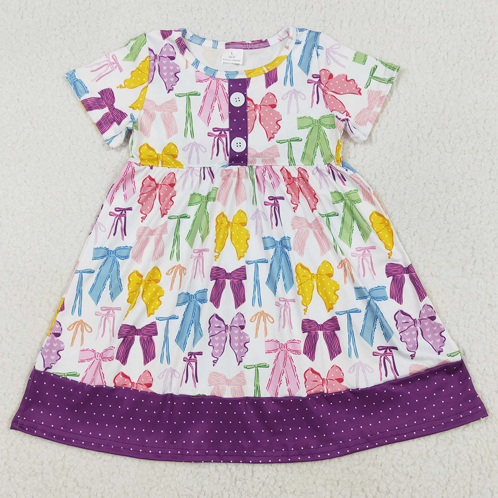 Baby Girls Dress Colorful Bows Short Sleeve Dresses GSD1834