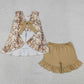 Baby Girls Clothes Southern Leaves Camo Back Bow Tunic Ruffle Shorts Clothes Sets GSSO3467