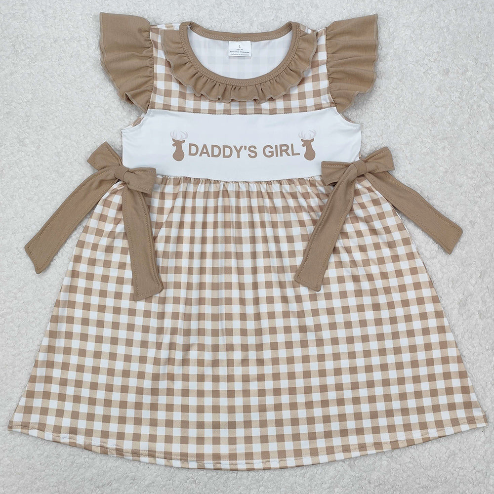 Baby Girls Dress Daddy's Girl Deer Bows Knee Length Dresses GSD1607