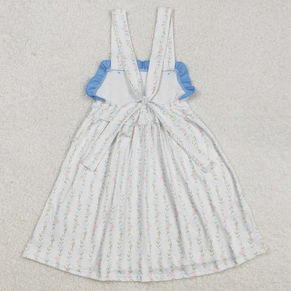Baby Girls Dress Sleeveless Straps Leaves Ruffle Knee Length Dresses GSD1099