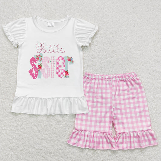 Baby Girls Clothes Little Sister Shirts Ruffle Shorts Sets GSSO0621