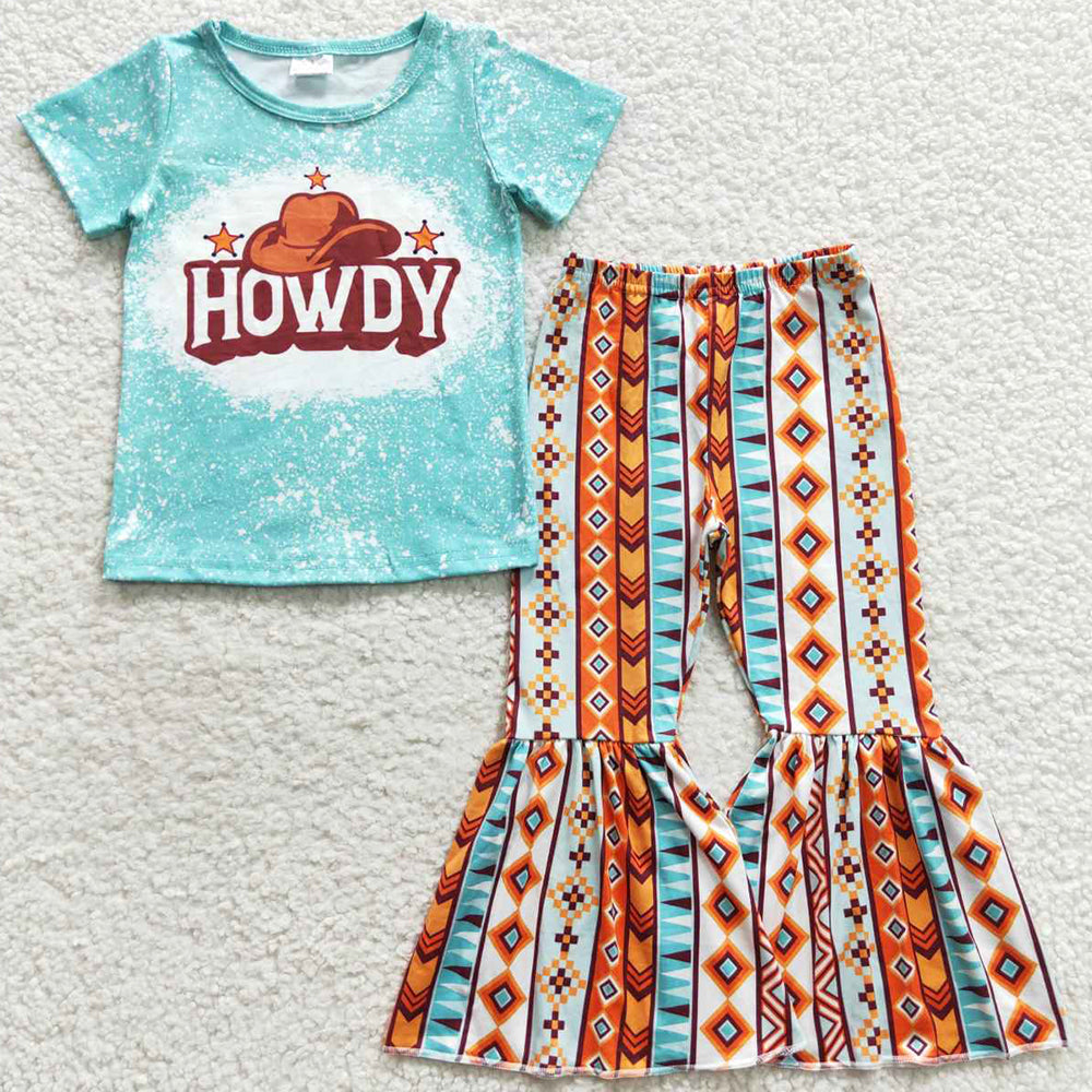 Hot Sale Baby Girls Clothes Howdy Western Outfits GSPO0735