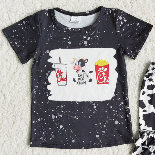 Baby Girls Clothing Outfits Cow Printed Cute Toddler Girl Summer Clothes Set C16-7