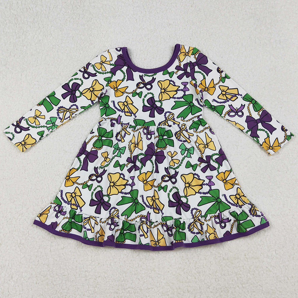 Baby Girls Dress Mardi Gras Bows Masks Ruffle Knee Length Dresses GLD1320 10.1