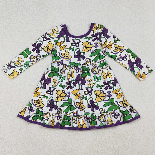 Baby Girls Dress Mardi Gras Bows Masks Ruffle Knee Length Dresses GLD1320 10.1