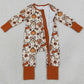 Baby Girls Rompers Turkey Pumpkins Bows Thanksgiving Zip Rompers LR3119