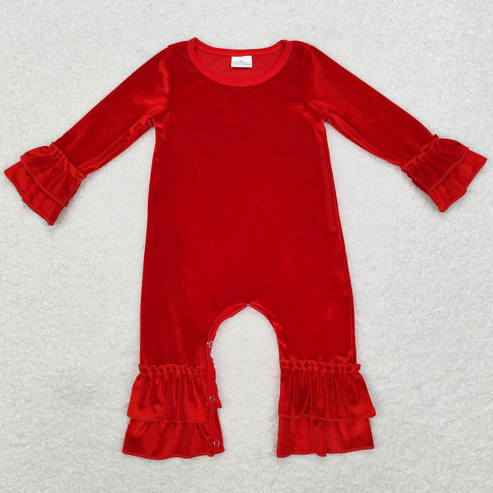 Baby Infant Girls Rompers Boutique Velvet Ruffle Long Sleeve Rompers LR1286