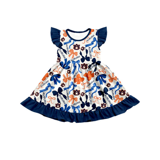 Preorder (moq 5) flutter sleeves A U bows girls team dress 8.26