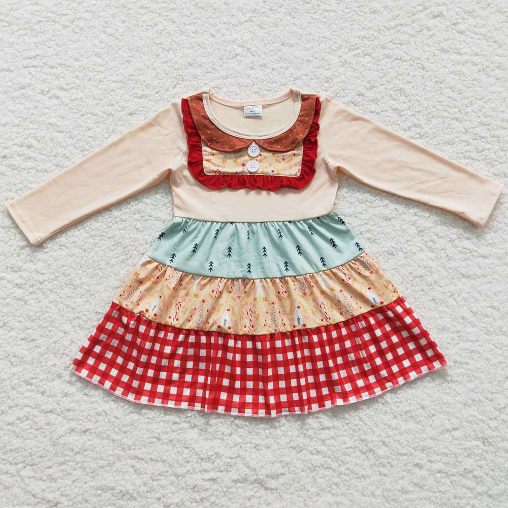 New Fashion Kids Girls Dress Long Sleeve Boutique Dresses GLD0246