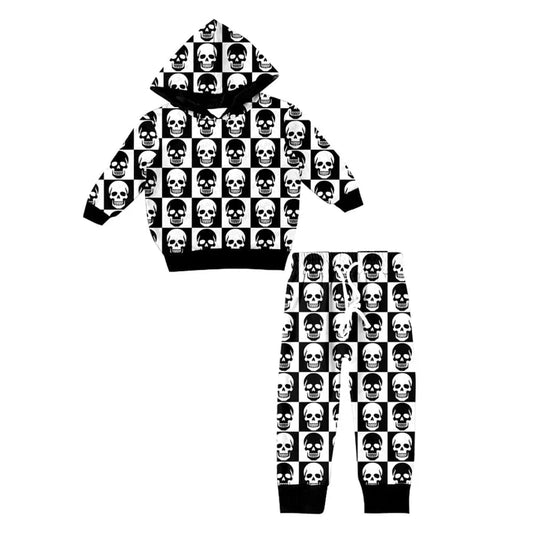 Preorder (moq 5)Baby Girls Black Ghost Hooded Top Pants Clothes Sets 11.13