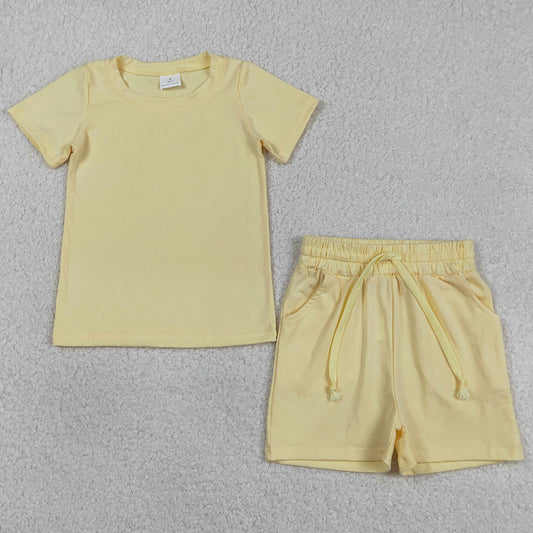 Baby Boys Clothes Yellow Short Sleeve Shirts Top Pockets Shorts Clothes Sets BSSO1888