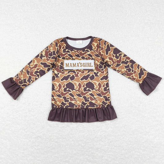 Baby Mama's Girl Clothes Tops Brown Camo Ruffle Tee Shirts Tops GT0405