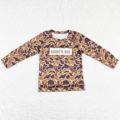 Kids Girls Clothes Top Camo Mother Father Day Long Sleeve Daddy`s Girls Tee Shirts Tops GT0404