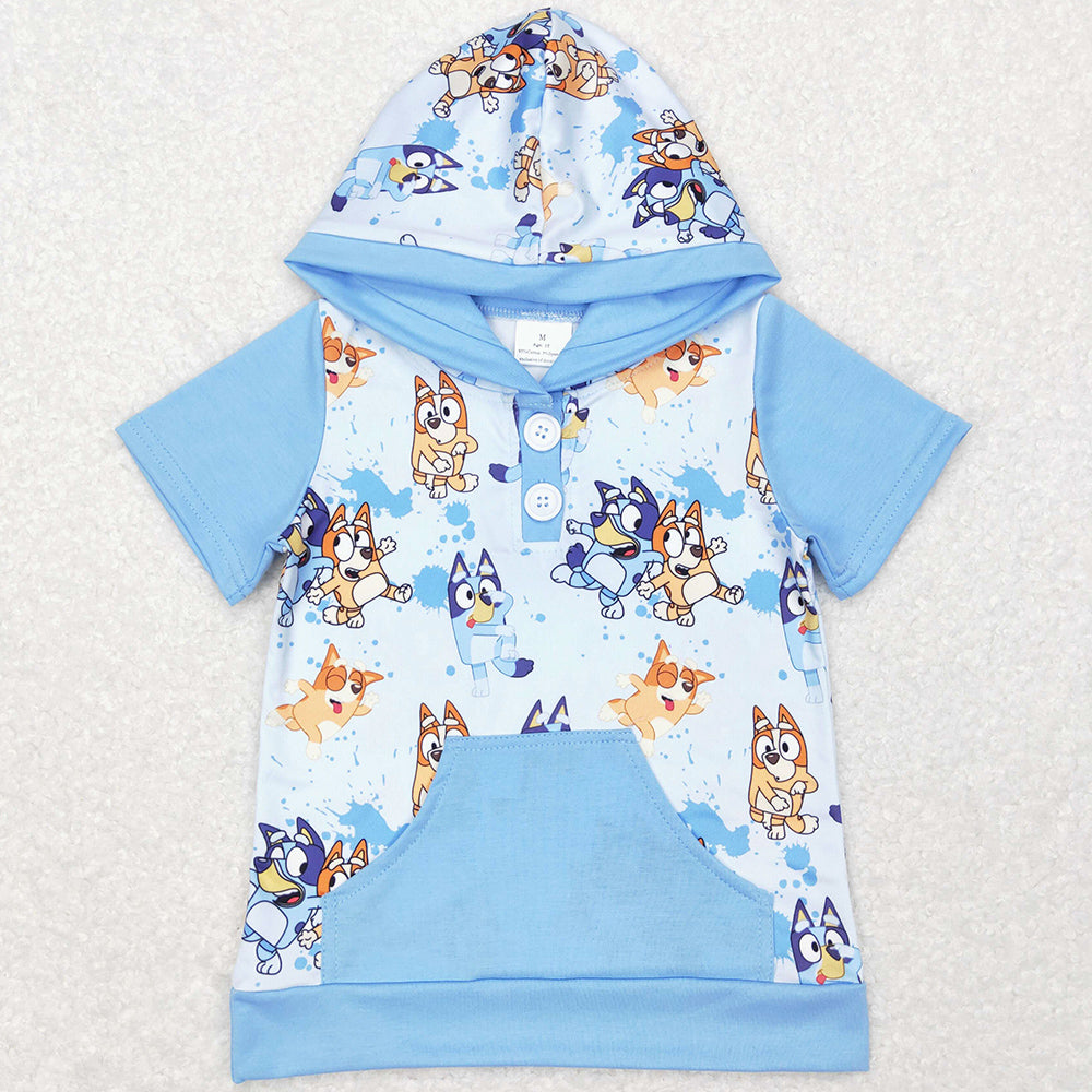 Baby Children Boys Clothes Hoodies Tops Hooded Short Sleeve Shirts Tops BT0452