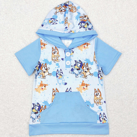 Baby Children Boys Clothes Hoodies Tops Hooded Short Sleeve Shirts Tops BT0452