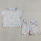 Baby Girls Clothes Bows Flowers Zip Pullovers Top Pockets Short Scallop Clothes Sets GSSO3575