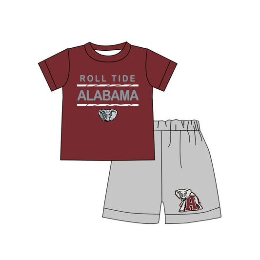 Preorder moq 5 Baby Boys Roll Tide Alabama Team Shirts Shorts Summer outfits sets 4.18