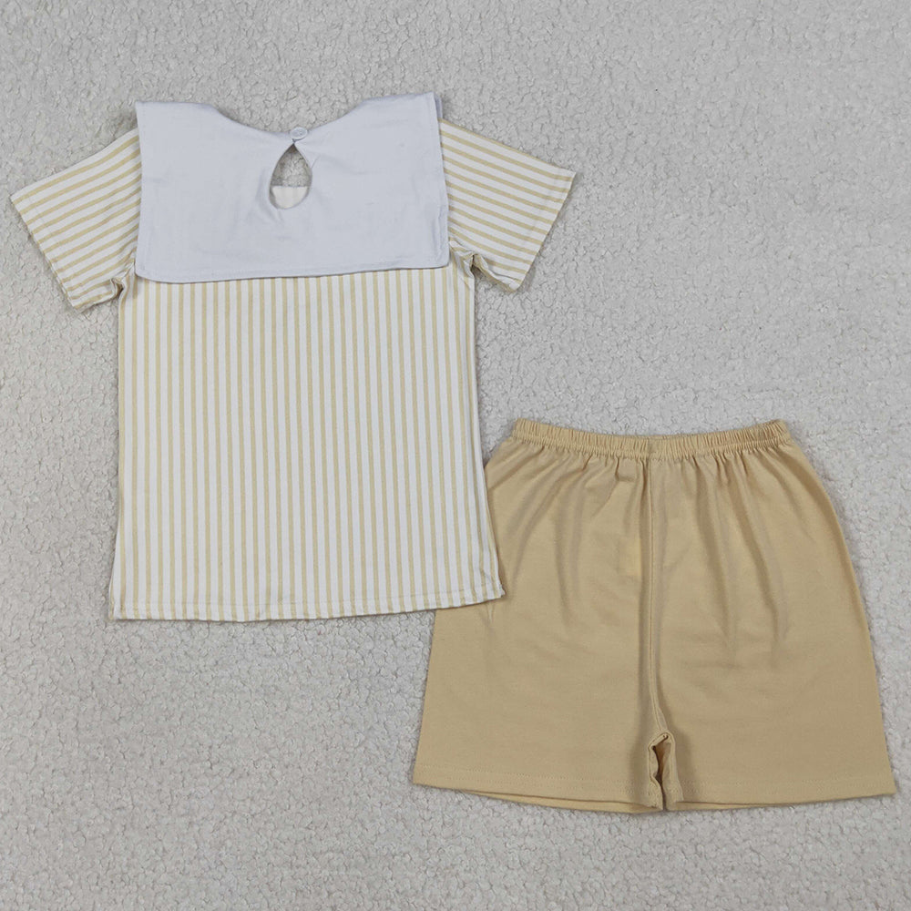 Baby Boys Clothes Embroidery Cross Sheep Stripe Top Shorts Clothes Sets BSSO1777 GSSO3019