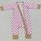 Baby Infants Rompers Kids Pink Checkered Zip Long Sleeve Rompers LR0731