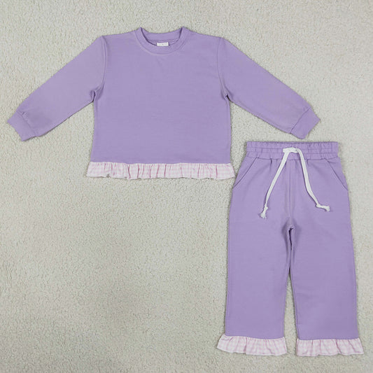 Baby Girls Lavender Long Sleeve Top Ruffle Pant Fall Clothes Set GLP3755