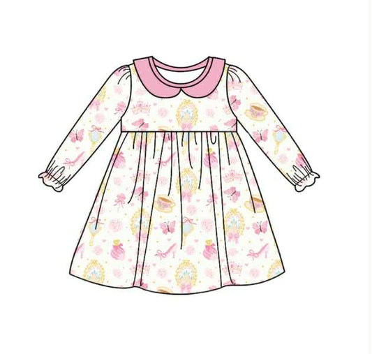 Preorder(moq 5) Hot Sale Baby Girls Dress Pink Knee Length Dresses 8.16