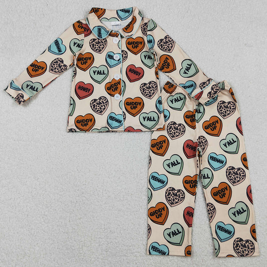 Baby Boys Pajamas Long Sleeves Hearts Button Top Pants Valentine Sibling Pajamas Sets BLP1284 10.21