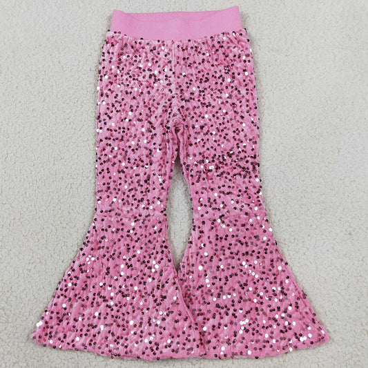 Fashion Baby Girls Sequin Pants Pink Sequin Bell Bottom Pants D5-27