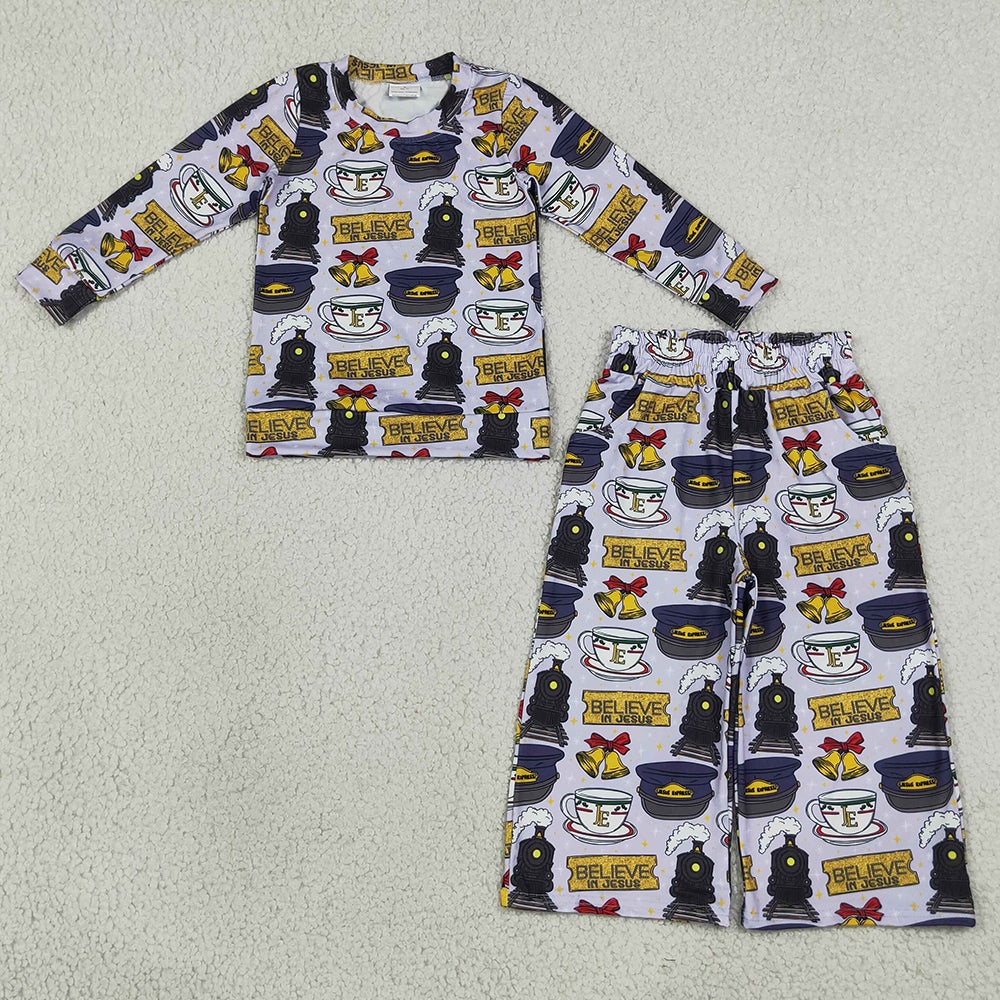 Baby Girls Clothes Believe in Jesus Top Pockets Flare Pant Clothes Set GLP3641
