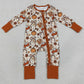 Baby Girls Rompers Turkey Pumpkins Bows Thanksgiving Zip Rompers LR3119