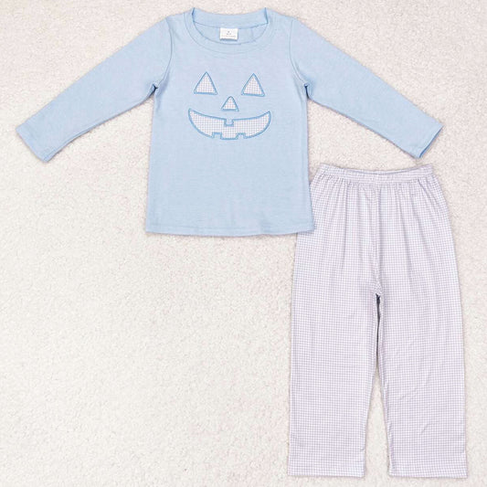 Baby Boys Clothes Halloween Blue Embroidery Shirt Pants Sets BLP0562