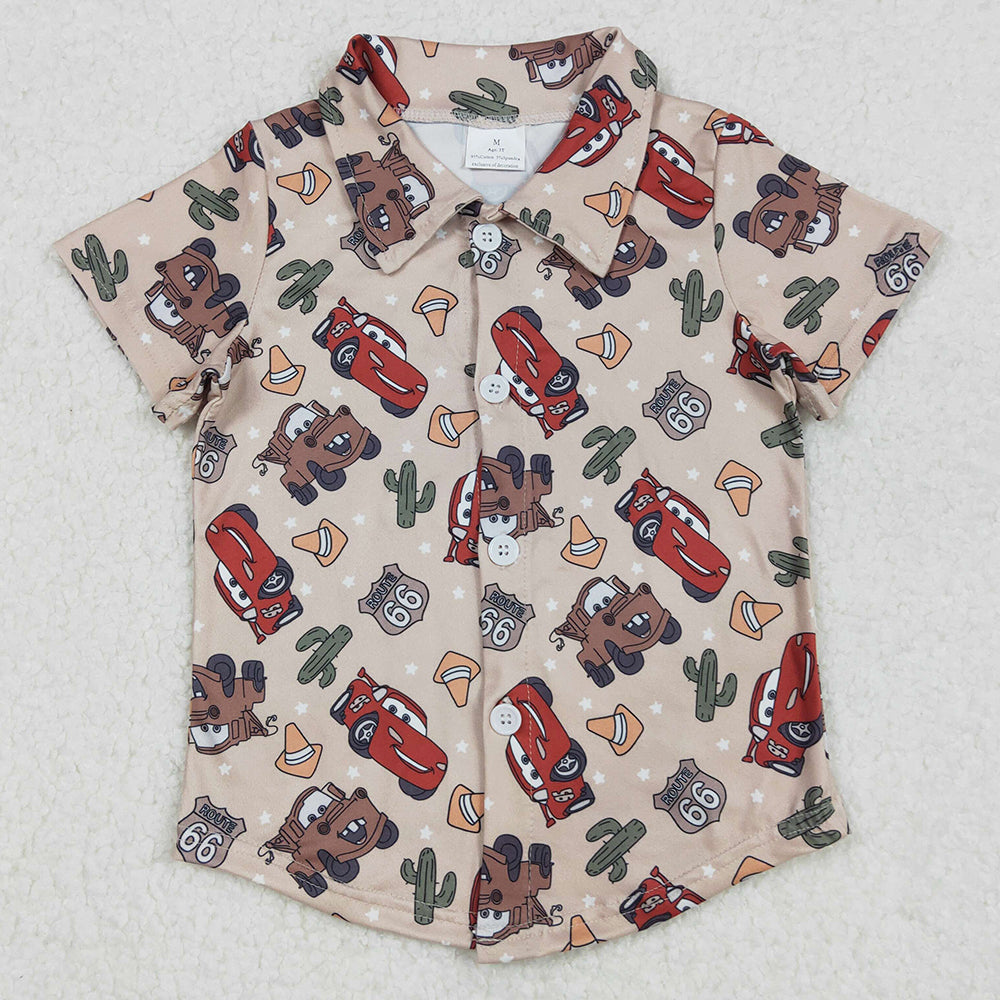Baby Boys T-shirts Western Cars Cactus Buttons Tee Shirts Tops BT1154 3.1