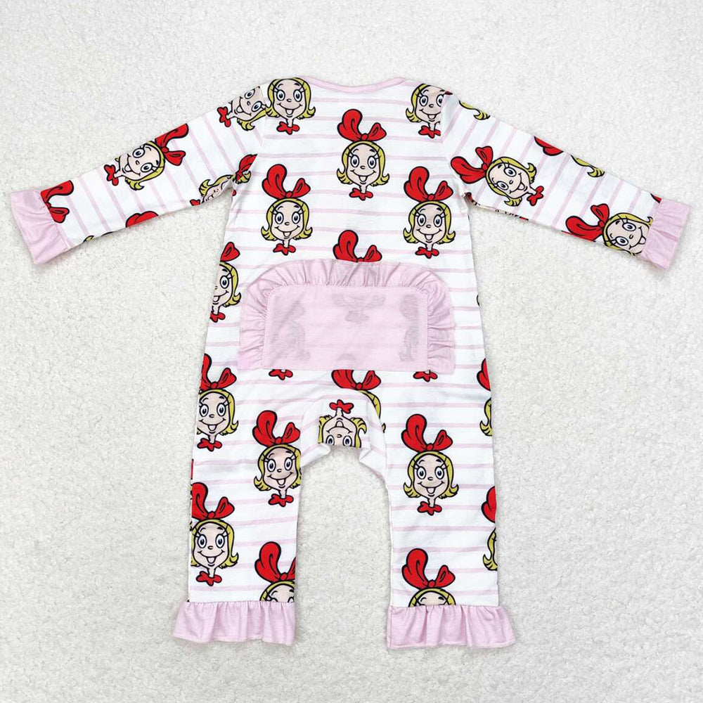 Baby Infant Girls Rompers Pink Long Sleeve Bamboo Zippy Rompers LR1001