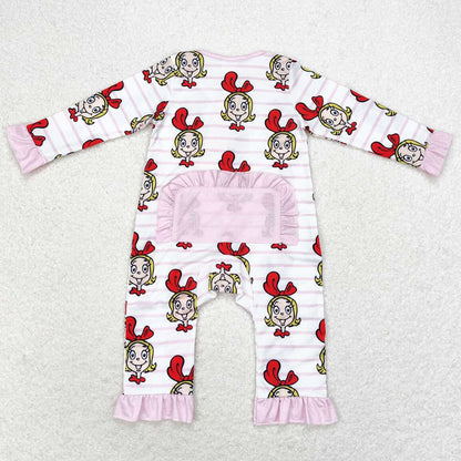 Baby Infant Girls Rompers Pink Long Sleeve Bamboo Zippy Rompers LR1001