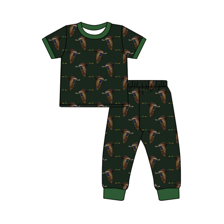 Preorder (moq 5)Baby Boys Green Ducks Top Pants Hunting Clothes Sets 11.26