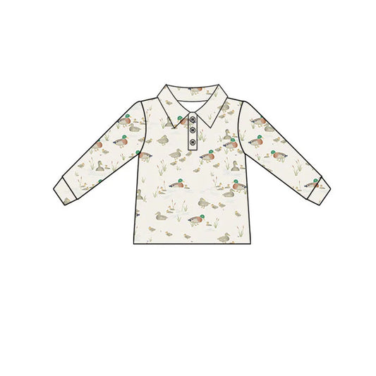 Preorder(moq 5) Baby Boys Ducks Plaid Button Polo Shirts Top 10.30