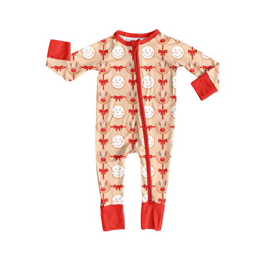Preorder(moq 5)Baby Infant Christmas Reindeer Bows Zipper Footie Rompers 8.11