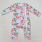 Baby Infant Girls Rompers Blue Flowers Long Sleeve Rompers LR0880