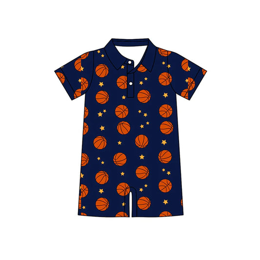 Preorder (moq 5)Baby Boys Basketballs Stars Button Team Short Rompers 11.27