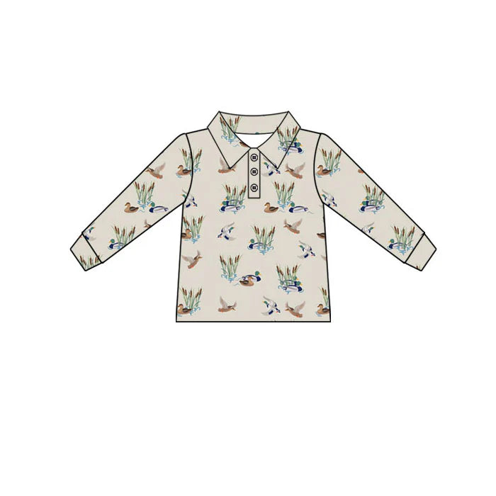 Preorder(moq 5) Baby Boys Ducks Plaid Button Polo Shirts Top 10.30
