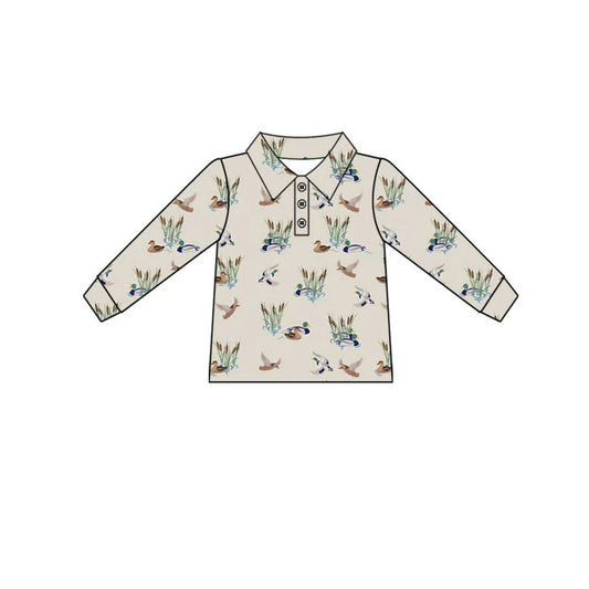 Preorder(moq 5) Baby Boys Ducks Plaid Button Polo Shirts Top 10.30