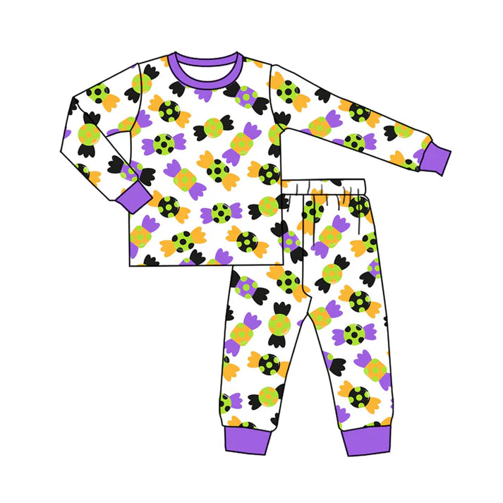 Preorder (moq 5)Baby Kids Long Sleeves Purple Yellow Candy Plaid Top Pants Pajamas Set 5.20