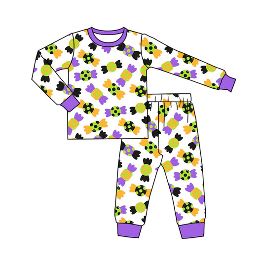 Preorder (moq 5)Baby Kids Long Sleeves Purple Yellow Candy Plaid Top Pants Pajamas Set 5.20