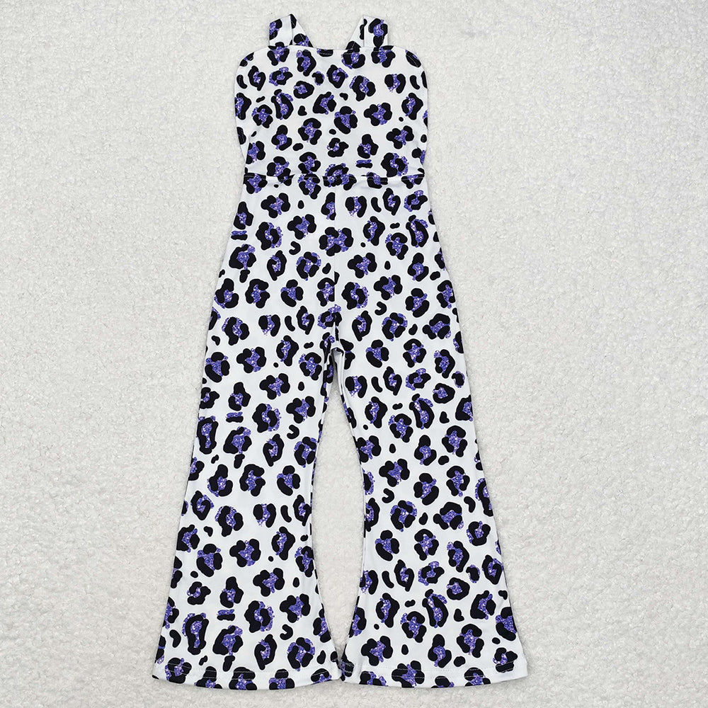 Baby Girls Jumpsuits Purple Leopard Straps Jumpsuits SR1932