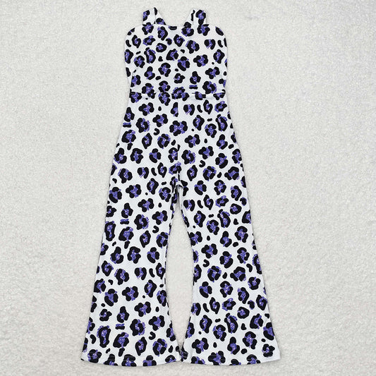 Baby Girls Jumpsuits Purple Leopard Straps Jumpsuits SR1932