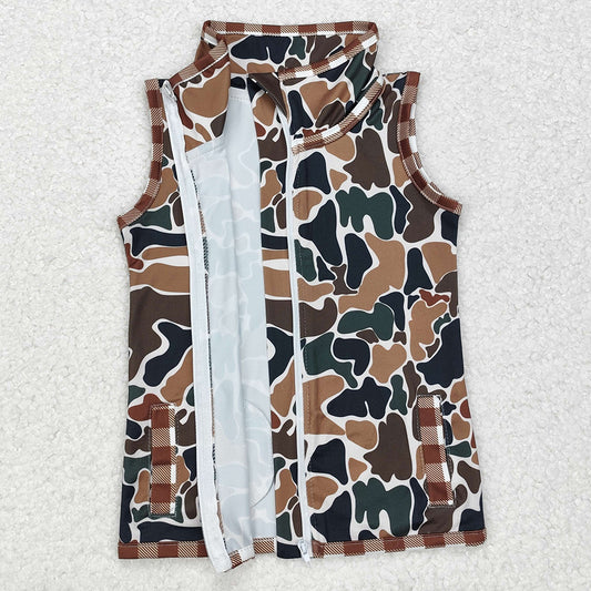 Baby Boys Clothes Tops Camo Hunting Zip Tops Vests BT0856