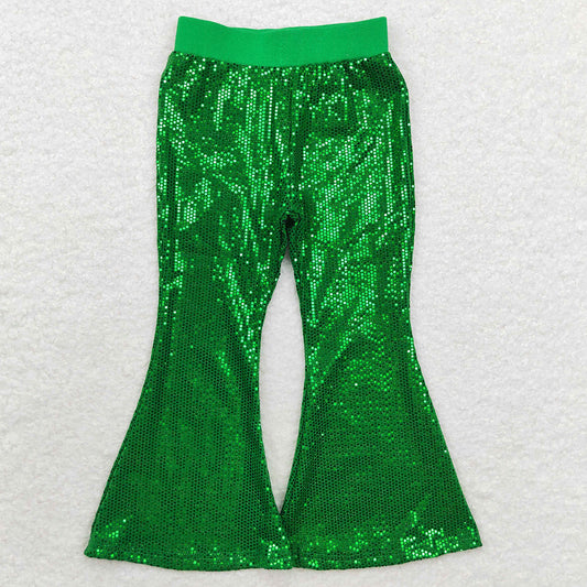 Baby Girls Pants Sequin Green Bell Bottom Pants P0498