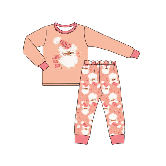 Preorder (moq 5)Baby Boys Peach Long Sleeves Santa Top Pants Pajamas Sets 6.21